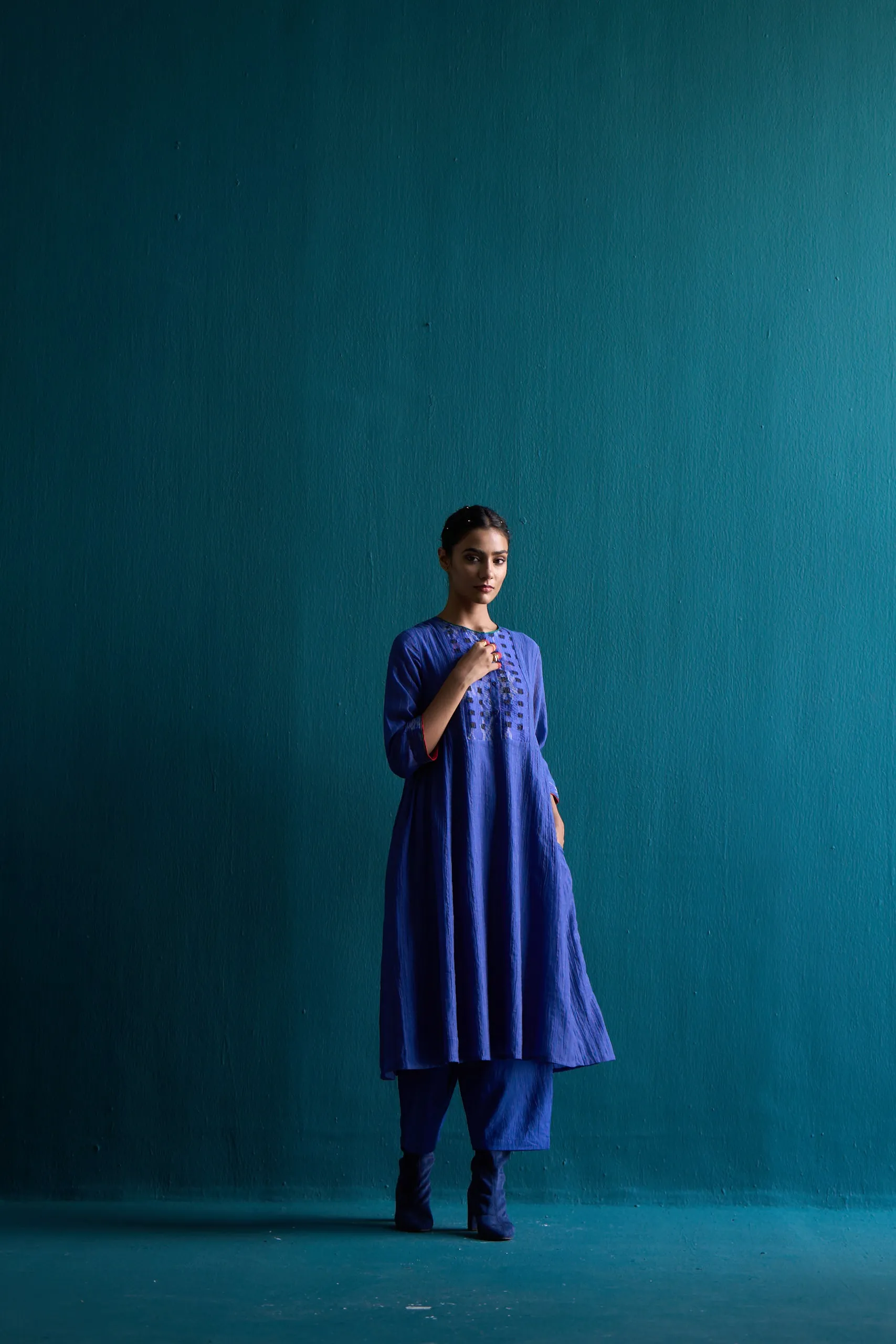 Aasman Blue chanderi kurta