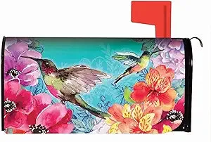 Bright Flowers & Hummingbirds Mailbox Cover