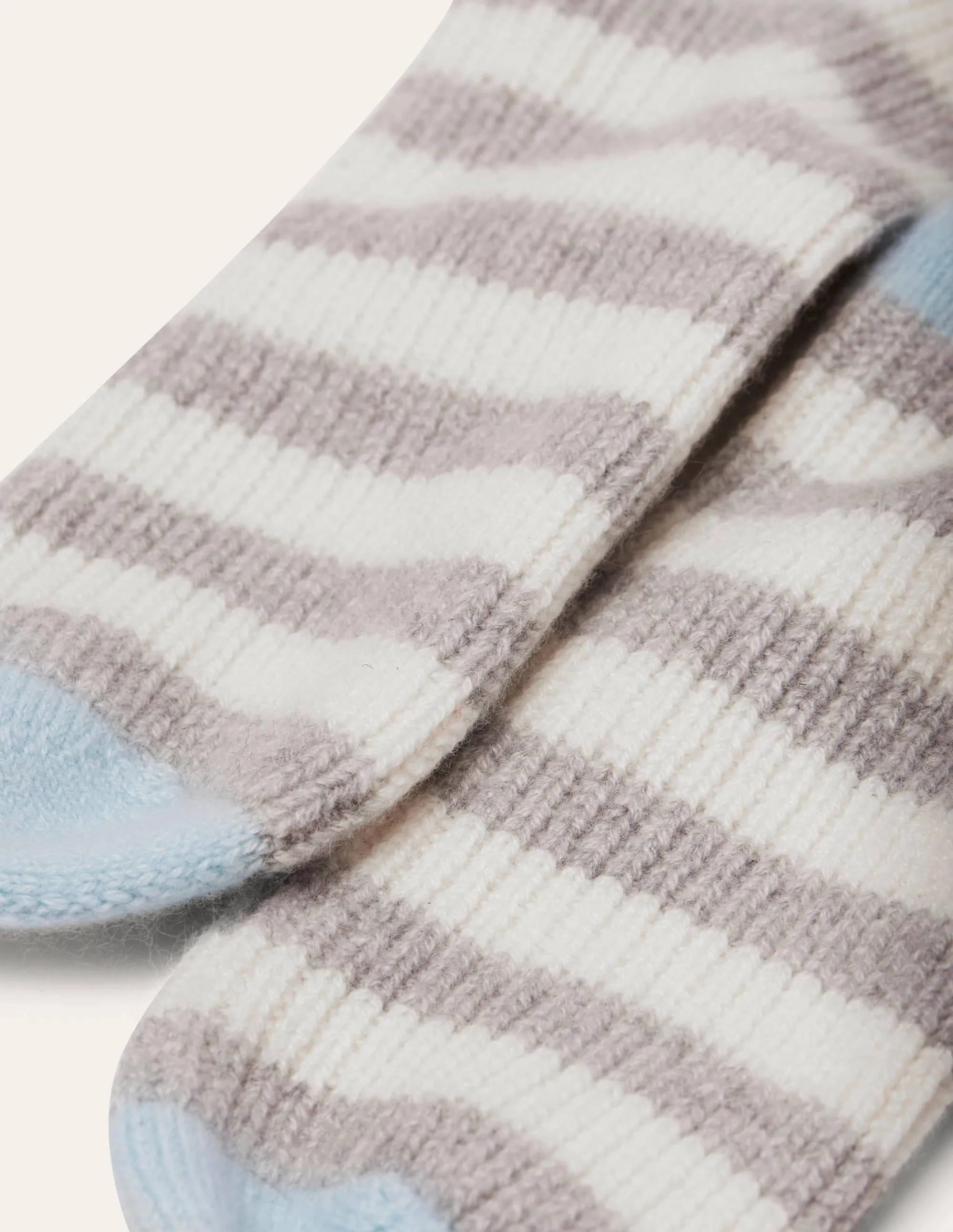 Cashmere Bed Socks-Fresh Water/Grey/Ivory