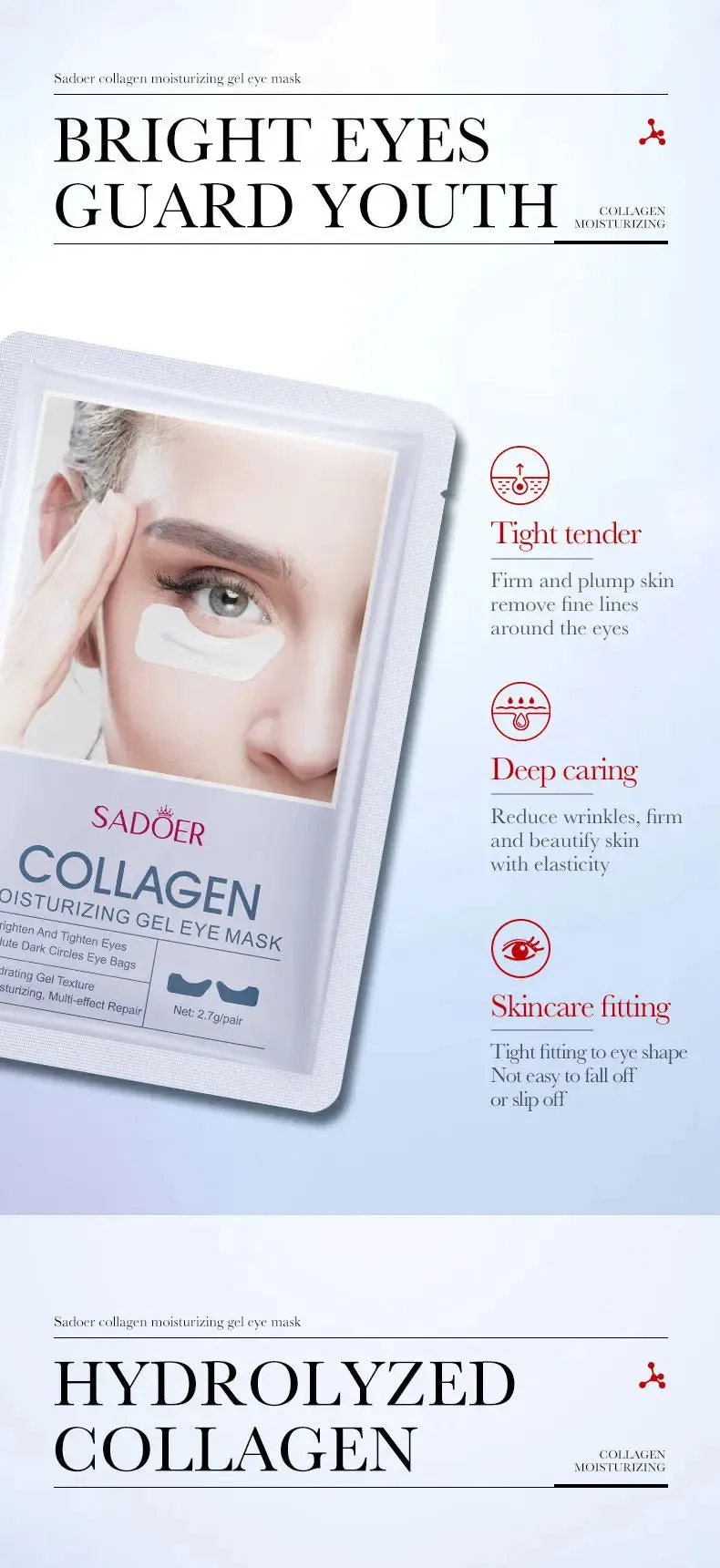 Eyes Bag Remove Collagen Eye Patch Instant Fade Fine Lines Dark Circles Fat Particles Moisturizing Anti-Puffiness Korea Eye Care