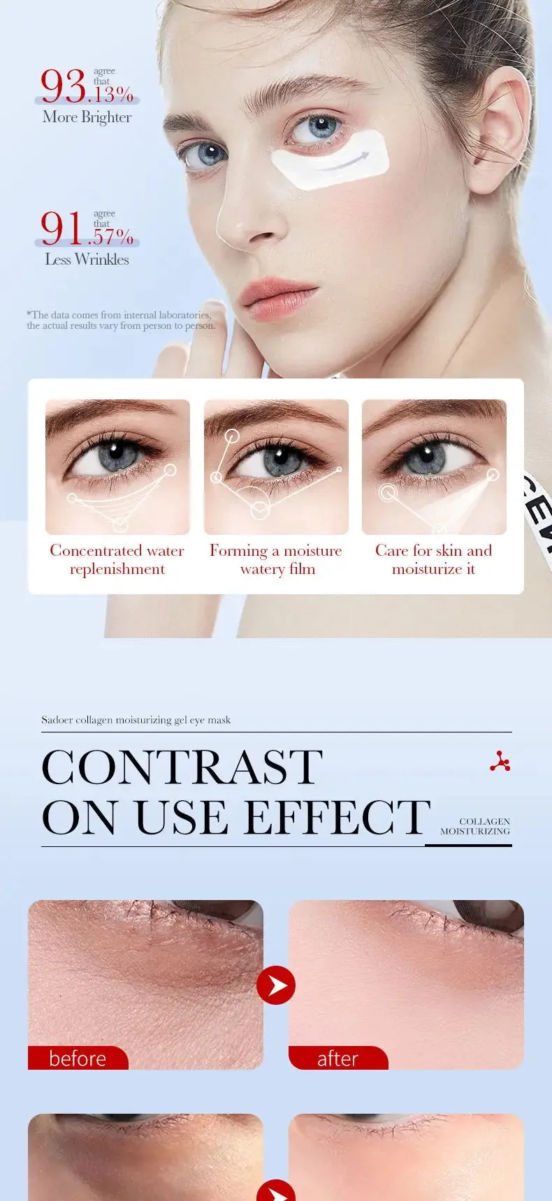Eyes Bag Remove Collagen Eye Patch Instant Fade Fine Lines Dark Circles Fat Particles Moisturizing Anti-Puffiness Korea Eye Care