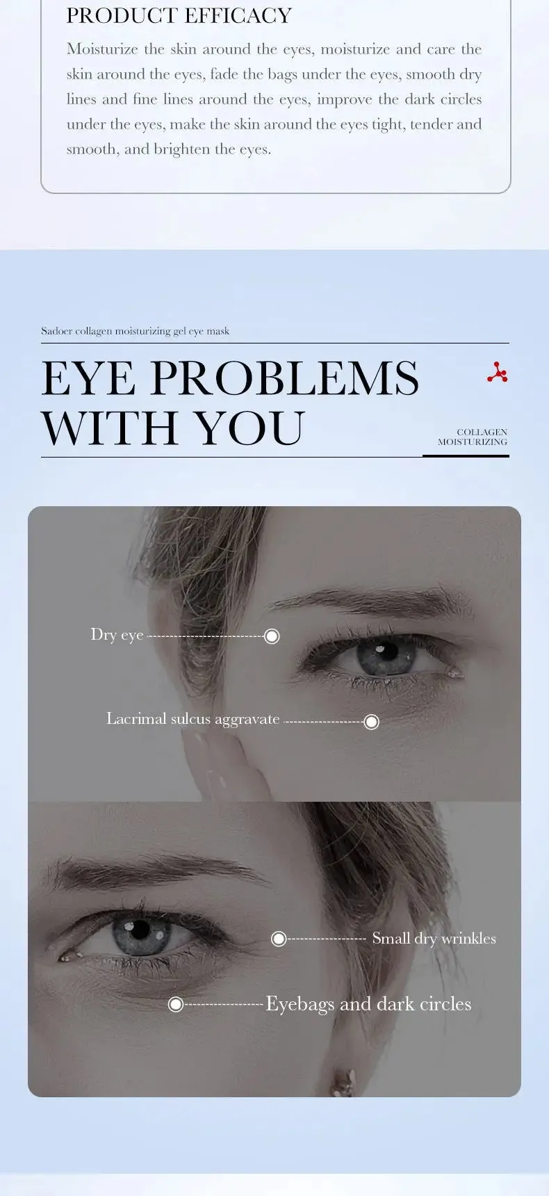 Eyes Bag Remove Collagen Eye Patch Instant Fade Fine Lines Dark Circles Fat Particles Moisturizing Anti-Puffiness Korea Eye Care