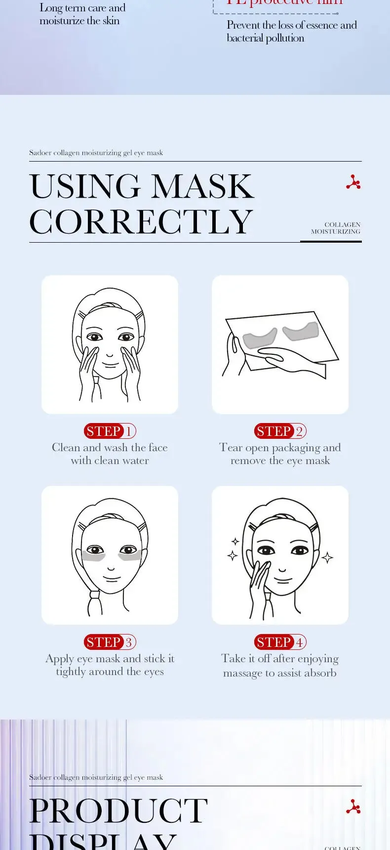 Eyes Bag Remove Collagen Eye Patch Instant Fade Fine Lines Dark Circles Fat Particles Moisturizing Anti-Puffiness Korea Eye Care