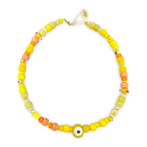 Greek Eye beads necklace yellow