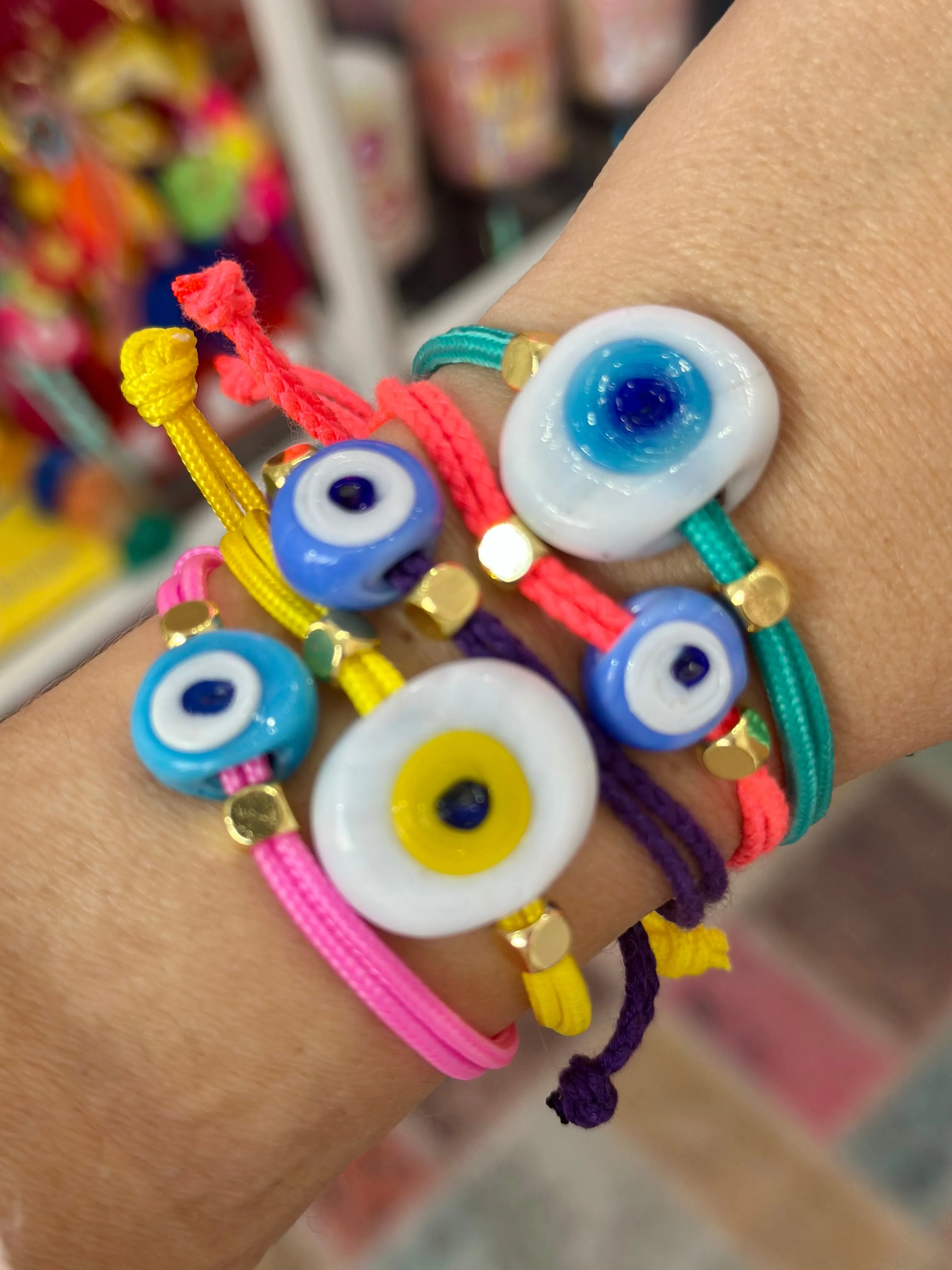 Greek eye bracelet pink small