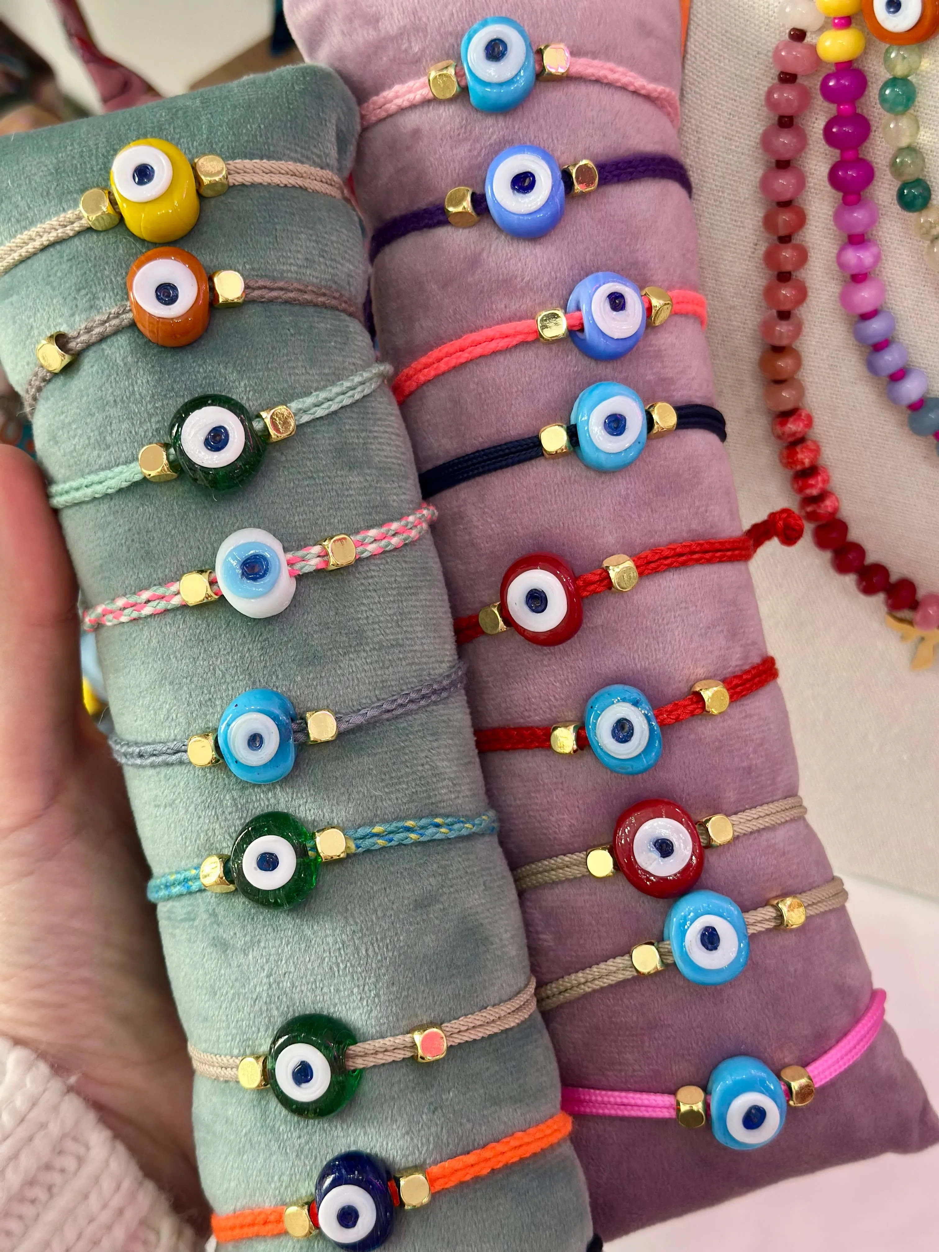 Greek eye bracelet pink small