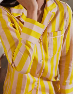 Long Sleeve Pyjama Shirt-Milkshake and Wasp Stripe