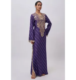 Purple Dola Silk Embroidered Kaftan