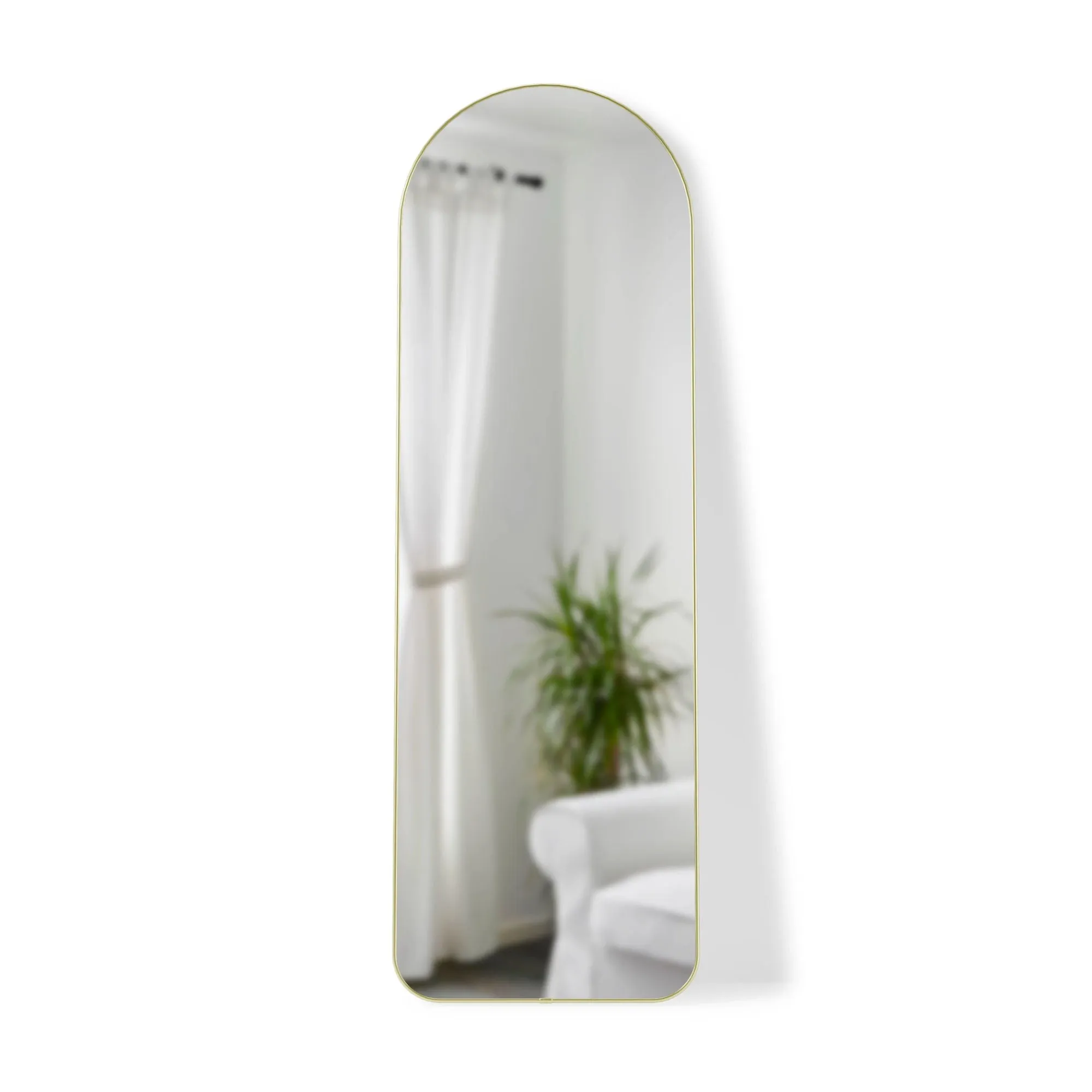 Umbra Hubba arched leaning mirror, brass