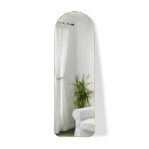 Umbra Hubba arched leaning mirror, brass
