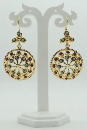 Vanita Earrings In Wine & Turquoise